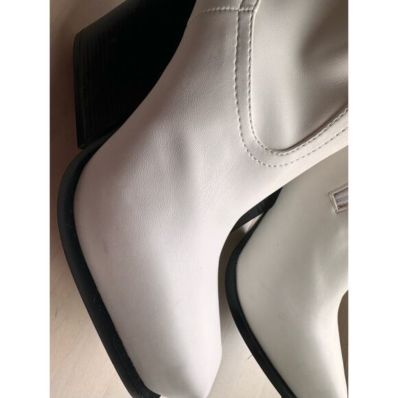 Stella McCartney white western sock stretch ankle BLOCK HEEL BOOTS 38/ US 8 - Picture 10 of 16